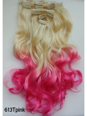 OMBRE CLIP-IN HAIREXTENSIONS 50CM WAVY / 613TPINK