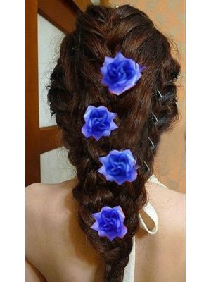 CLIP-IN FLOWER EXTENSION 5 ROOSJES BLAUW