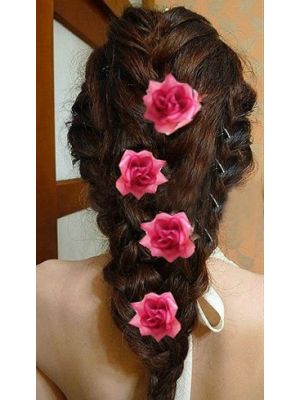 CLIP-IN FLOWER EXTENSION 5 ROOSJES FUCHSIA