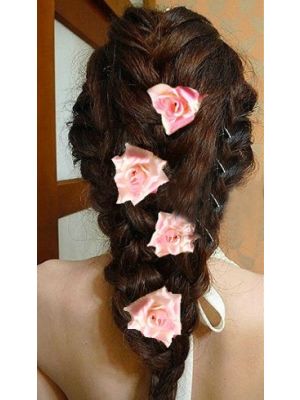 CLIP-IN FLOWER EXTENSION 5 ROOSJES LICHT ROZE