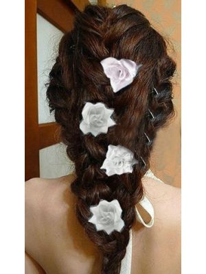 CLIP-IN FLOWER EXTENSION 5 ROOSJES WIT