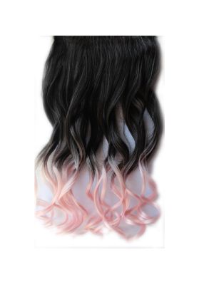 CLIP IN HAIREXTENSIONS CURLY / DIP DYE BLACK TO PINK