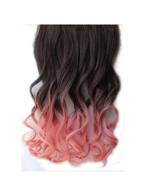 CLIP IN HAIREXTENSIONS CURLY / DIP DYE BROWN TO PINK