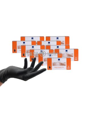 10x ABENA HANDSCHOENEN NITRIL POEDERVRIJ MAAT M - ZWART 100 st.