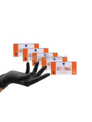 5x ABENA HANDSCHOENEN NITRIL POEDERVRIJ MAAT M - ZWART 100 st.