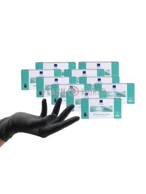 10x ABENA HANDSCHOENEN NITRIL POEDERVRIJ MAAT S - ZWART 100 st.