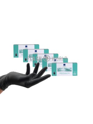 5x ABENA HANDSCHOENEN NITRIL POEDERVRIJ MAAT S - ZWART 100 st.