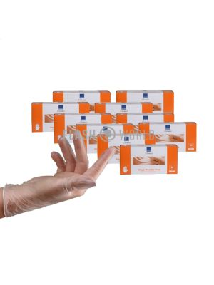 10x ABENA HANDSCHOENEN VINYL POEDERVRIJ MAAT M - TRANSPARANT 100 st.