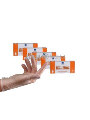 5x ABENA HANDSCHOENEN VINYL POEDERVRIJ MAAT M - TRANSPARANT 100 st.