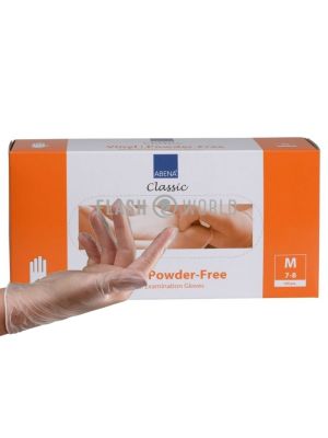 ABENA HANDSCHOENEN VINYL POEDERVRIJ MAAT M - TRANSPARANT 100 st.