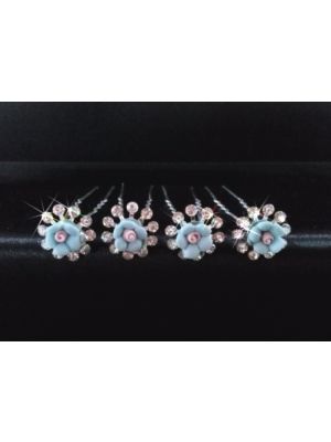 BRUIDS HAARSTEKERS BLOEM BLAUW / 4 STUKS