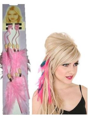 TWEE HAARKLEMMEN MET VEREN ROZE / 10 STUKS