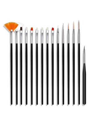 NAIL ART PENSELEN SET 15 STUKS ZWART