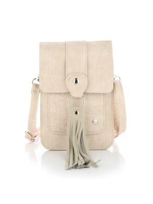 TELEFOONTASJE KROKO PRINT EN KWAST BEIGE