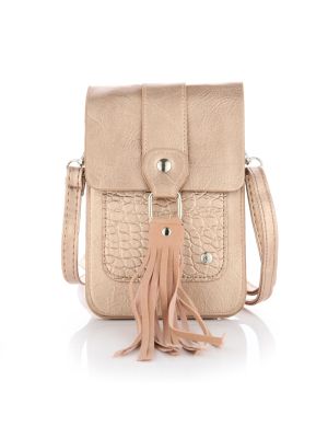 TELEFOONTASJE KROKO PRINT EN KWAST ROSE GOLD