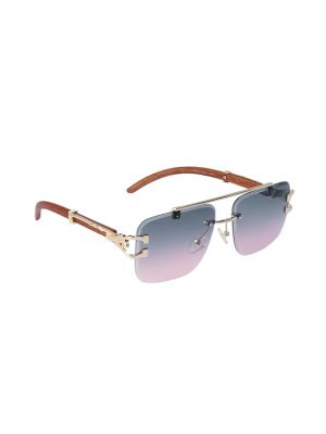 ZONNEBRIL LUIPAARD MET HOUTEN DETAILS ROZE