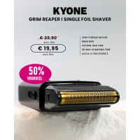 KYONE AANBIEDING GRIM REAPER I SINGLE FOIL SHAVER MET 50% KORTING