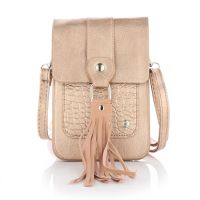 TELEFOONTASJE KROKO PRINT EN KWAST ROSE GOLD